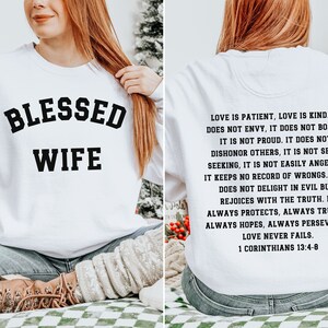 Blessed Wife, Wedding Gift, Bridal Shower Gift, Christian Sweatshirt, Comfort Colors, Gift For Her, Religious Apparel, Religious Gifts, Mrs.