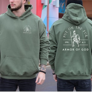 Christian Hoodie for Men Christian T Shirts Armor of God Christian TShirts Gift for Men Christian Gifts Bible Verse Shirt Father&#39;s Day Gift