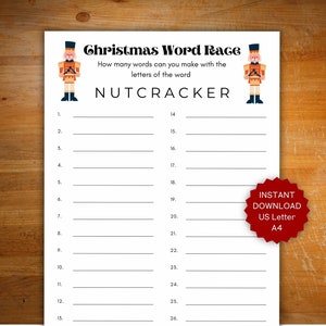 Christmas party game, office Christmas party game, family Christmas game, Christmas activity for family, Nutcracker Christmas word game