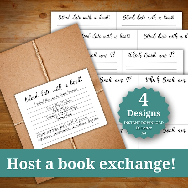 Book exchange activity, blind date with a book game for book clubs, library display idea or fun book store display, host a book exchange