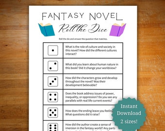 Fantasy book club game for discussion, fantasy book club questions, discussion questions for fantasy novels, teen fantasy novels discussion