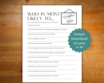 Fun office icebreaker game, game for coworkers, office party game, game for office birthday or workplace holiday, get to know you game