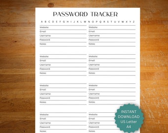 Passwort-Tracker, druckbarer Website-Anmeldeinformationen, Passwort-Tracker für kleine Unternehmen, Passwort-Tracker für Lehrer