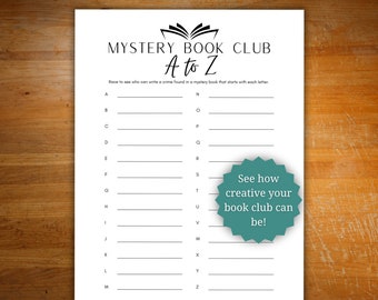 Book club game icebreaker, mystery book club activity, holiday book club game, mystery thriller book club game, instant download activity