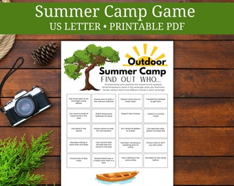 Summer camp icebreaker find out who game for kids, instant download game for camp directors and counselors, outdoor camp game for campers