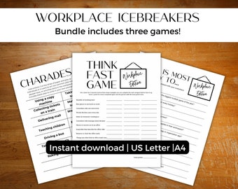 Office icebreaker games for office parties, staff meetings, work retreat games for the office, staff happy hour games for team bonding
