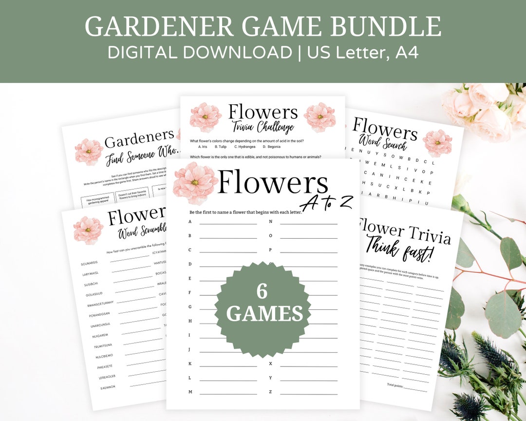Flowers Game Bundle for Gardeners, Flower Trivia Game for Garden