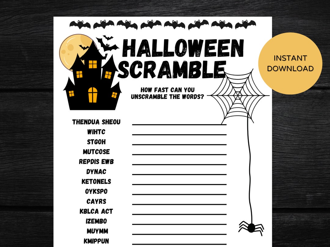 Halloween Word Game Instant Download Pdf Printable for - Etsy