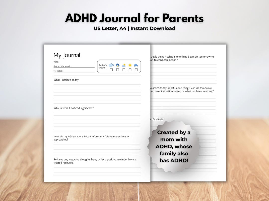 ADHD Journal for Parents of Kids With ADHD, Journal for Adults With ...