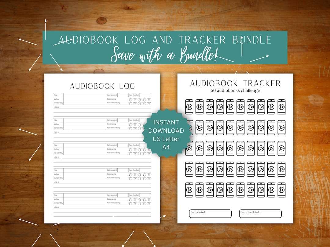 Annual Audio Book Log and Review Tracker Bundle for Audio Books, 2026 ...