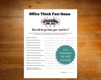 Office Christmas party game, game for coworkers, staff meeting icebreaker, holiday work party, 5 minute game for icebreaker for office