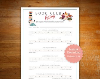 Book club activity, icebreaker for book club, book club discussion activity, monthly book club activity, track and rate book club readings