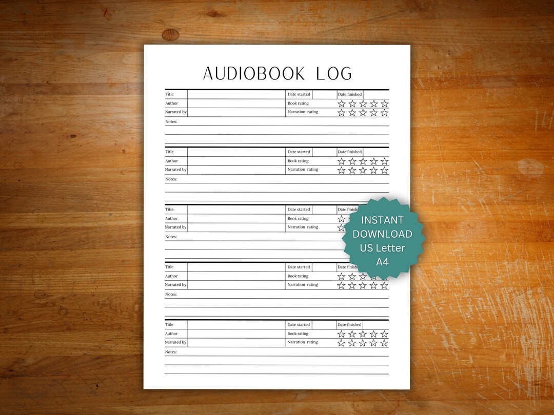 Audio Book Log for Audio Books, 2026 Annual Audiobook Tracker and Audio ...