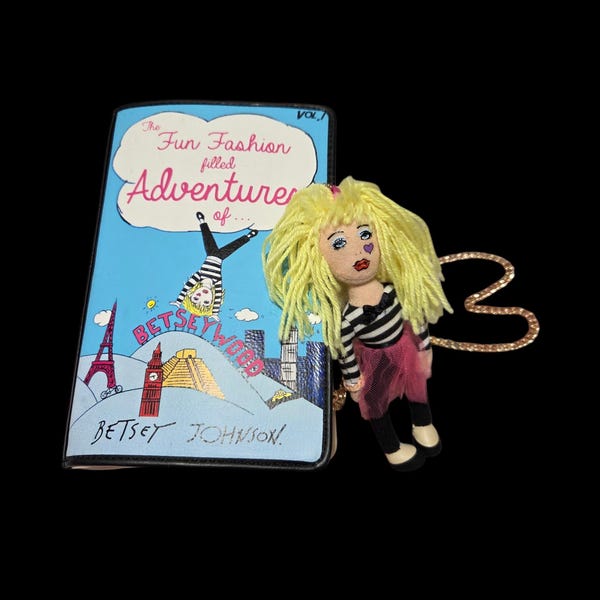 Betsey Johnson kitsch book shoulder bag clutch the fun fashion filled fashion adventures of betseywood doll Keychain kawaii retro nostalgia