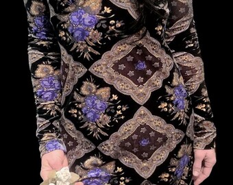 betsey johnson purple velvet dress SOLD exclusively on IG! Punk's not dead! Well, at least it isn't in this fabulous ensemble! Original and very rare 1980s Betsey Johnson punk label royal cool tone purple stretch, cotton velvet