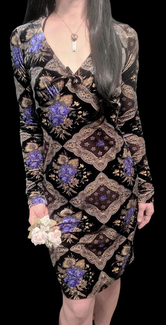 betsey johnson purple velvet dress Betsey Johnson Purple Polka Dot Burnout Velvet Wrap Mini Dress Womens Size 2