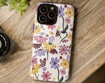 Funda para teléfono con diseño floral de piano y canción sorpresa, diseño de acuarela colorida, regalo para fans, funda protectora resistente, regalo para amantes de la música.