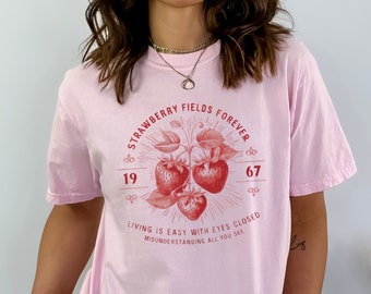 【SCENERITY】Easy over shirt Strawberry Fields Forever T-shirt, Strawberry Shirt, Fruit