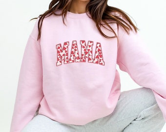 Mom Jumper, Valentines Heart Mama Shirt, Mama Sweatshirt, Valentine Sweatshirt, Mama Birthday Shirt, Sweatshirt For Mom, Crewneck, Mom Gift