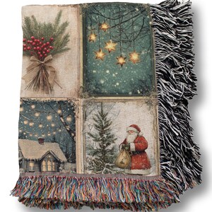 Vintage Christmas  Woven Blanket, Cozy Blanket Gift For Her