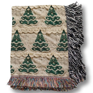 Green Tree Woven Cotton Blanket
