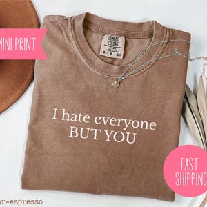 I Hate Everyone But You, Sarcastic T-Shirt, Funny Shirt, Gift for Friends, Sassy Funny Shirt, Grumpy T-Shirt For Her Him, Funny T-Shirt Idea