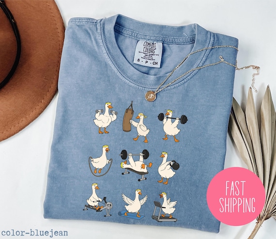 Funny Goose Workout Shirt, Animal Gym Graphic Tee for Gym Lovers & Fitness Fans, Funny Silly Goose Shirt, Comfort Colors Fitness Humor Tee