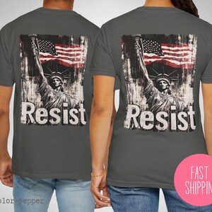 Resist Statue of Liberty Matching Group Shirts, Grunge American Flag Tee, Political Protest Graphic Tee, Liberty Resistance, Patriotic Shirt