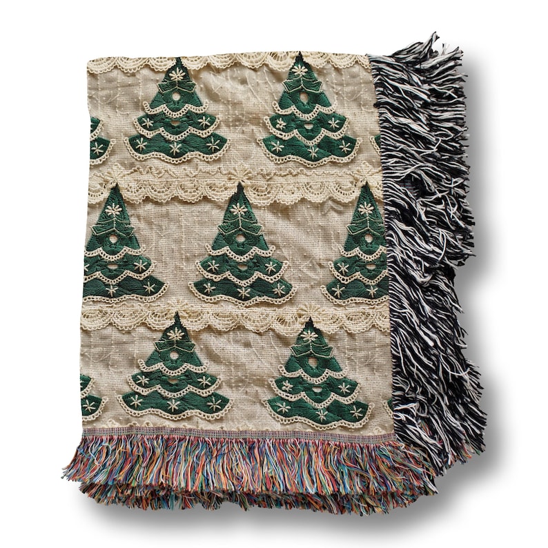 Green Tree Woven Cotton Blanket