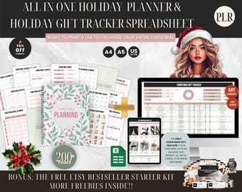 Christmas Planner PLR Bundle | Canva, Google Sheets Holiday Organizer