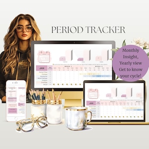 Period Tracker for Girls, Menstruation Essentials, First Period Journal, Digital Download, Tween Care Package, Google Sheets, Monthly 0497
