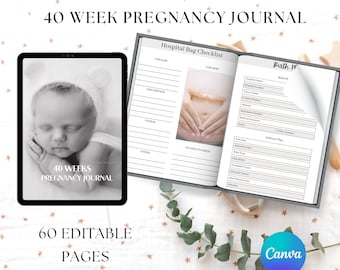 Pregnancy Planner Journal, Editable Baby Memory Book (Digital Download)