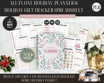 200 Christmas Planner PLR Bundle | Editable Canva Holiday Planner Templates | Printable Planner to Resell