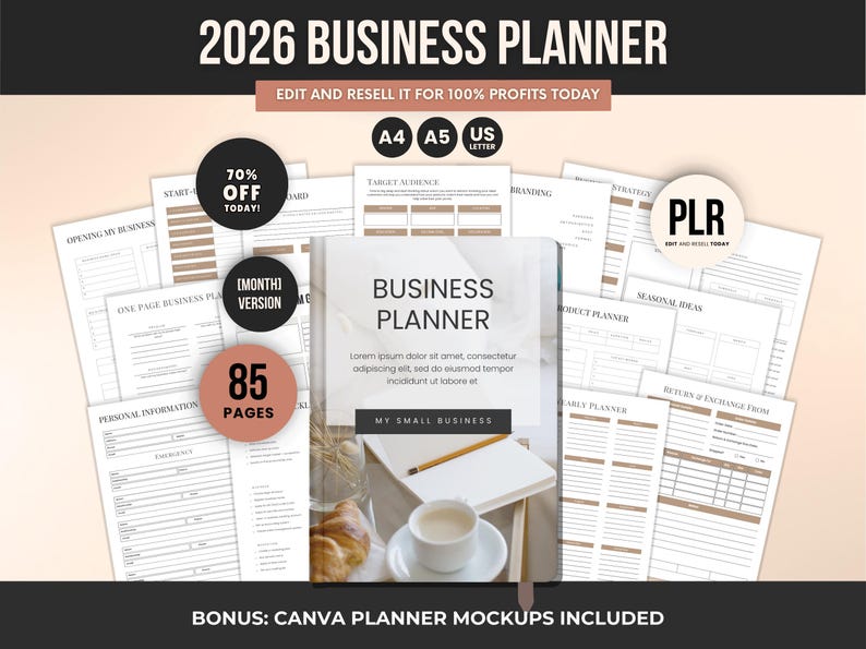 2026 Small Business Planner Bundle PLR Brandable Canva Planner With 45 ...