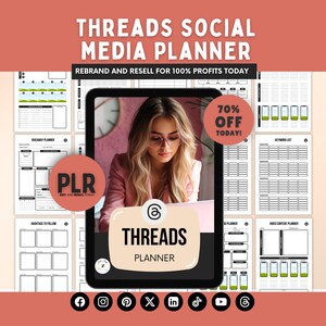 Threads Content Planner | Social Media Strategy Template | Editable Canva PLR