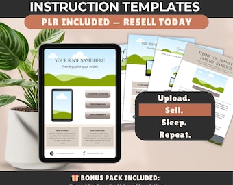 70 plantillas de instrucciones de descarga de Etsy / Herramientas editables para tienda Canva / Derechos de reventa PLR / Páginas digitales de agradecimiento y entrega de Etsy