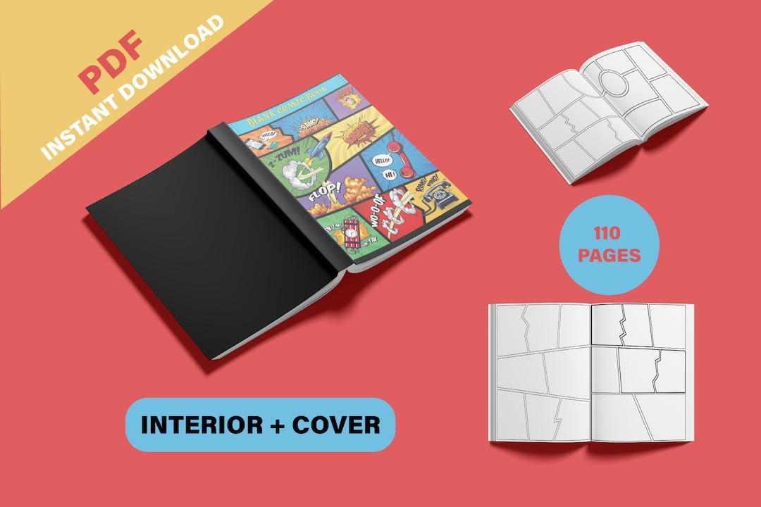 Printable Blank Comic Book Template Size 8.5x11", Comic Drawing Paper ...