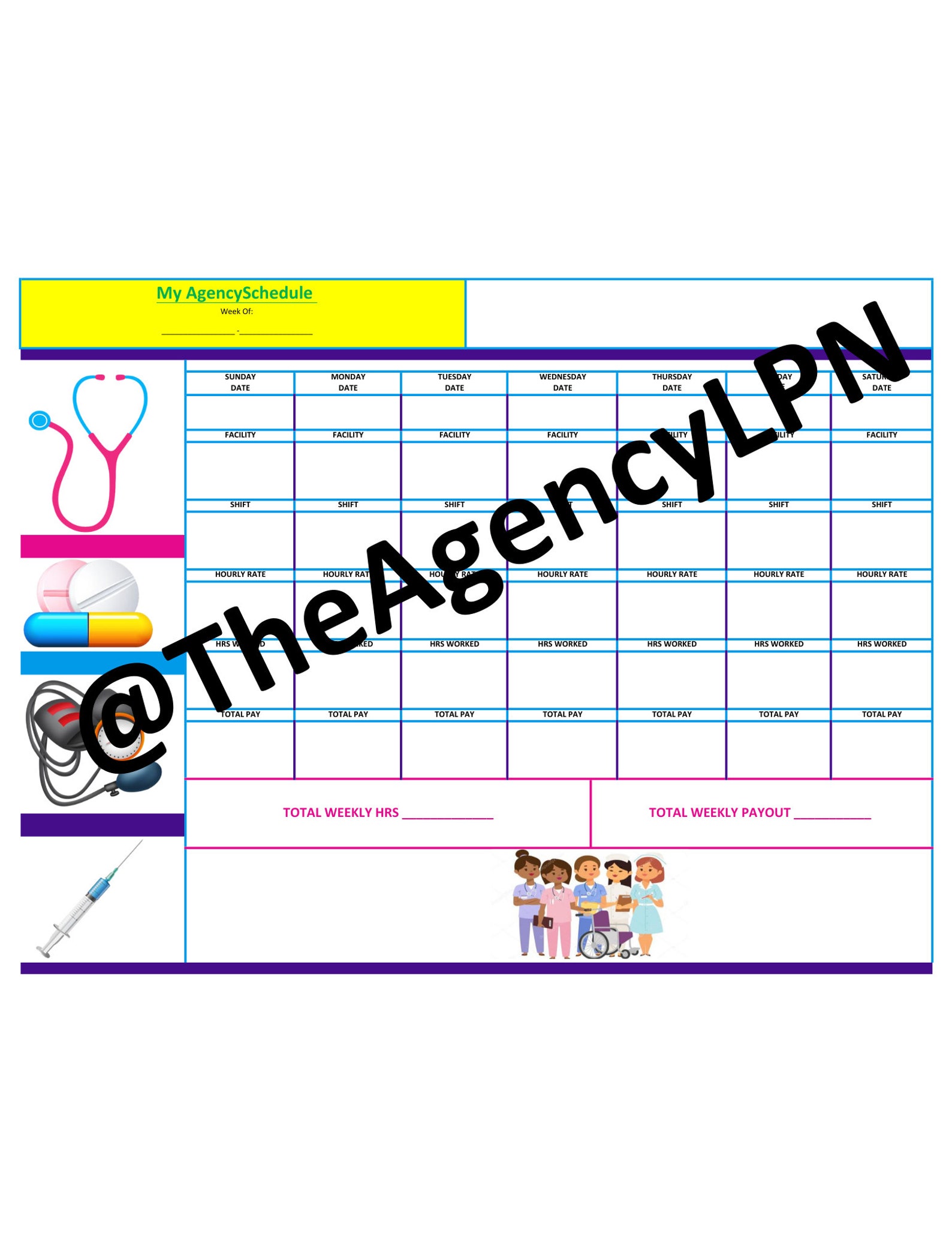 PRINTABLE Schedules for Nurses - Etsy