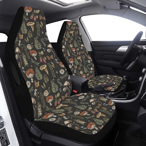 Cottagecore Seat Covers, Forestcore Witch,Whimsigoth Aesthetic, Ferns and Mushrooms, Vehicle Chair Accessories, Mystical Decor, Pagan Witch