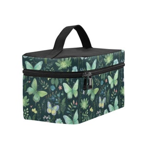 Butterfly Makeup Bag, Fairycore, Travel Toiletry Case,Cosmetic Storage,Whimsigoth Accessories,Dark Cottagecore, Moths, Botanical Ferns