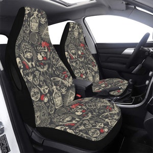 Satanic Car Seat Covers, Pentagram, Occult Witch,Heavy Metal Aesthetic, Vehicle Chair Accessories, Gothic Decor, Metalhad, Alternative, Edgy