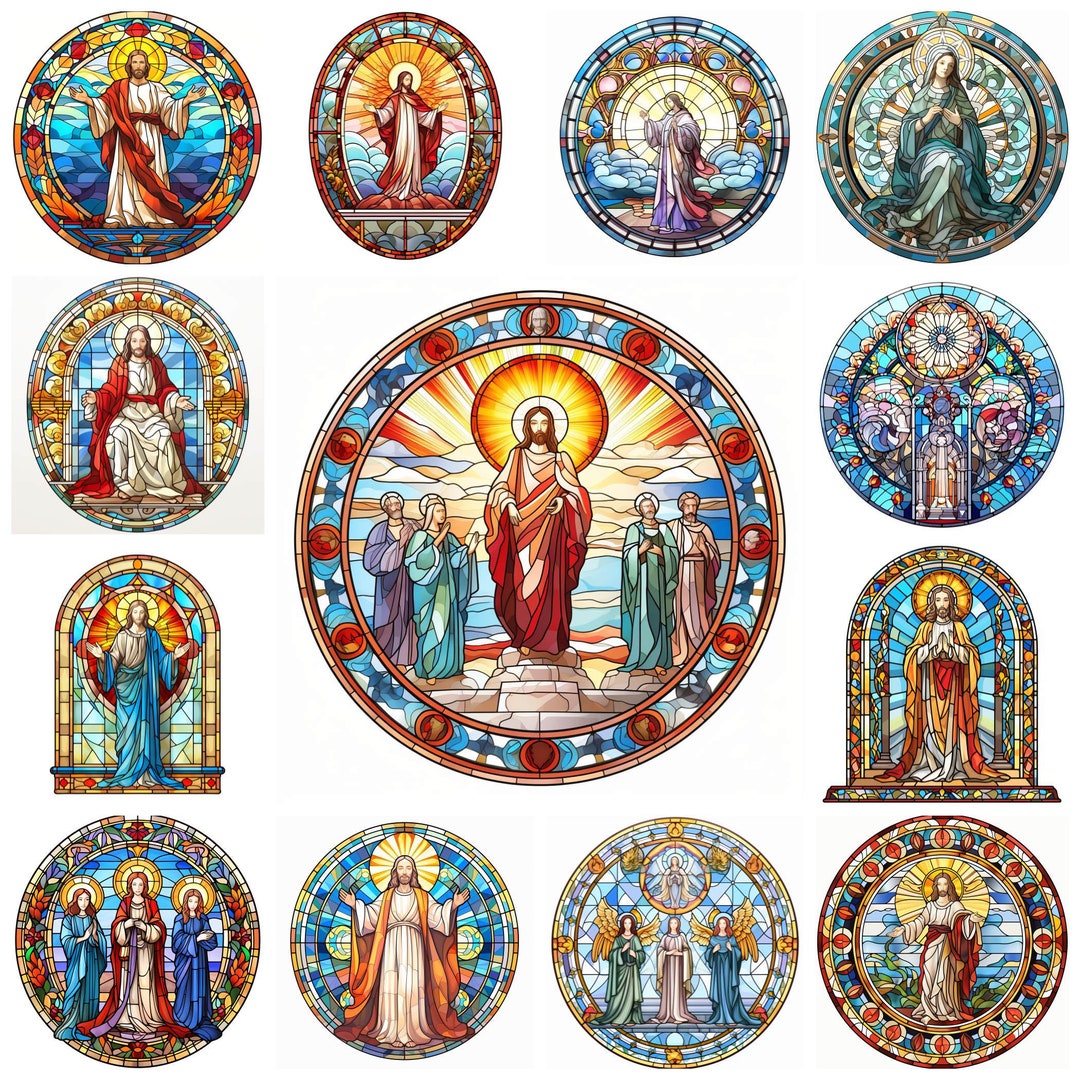 32 Stained Glass Religious PNG Clipart, Watercolor Stained Glass ...