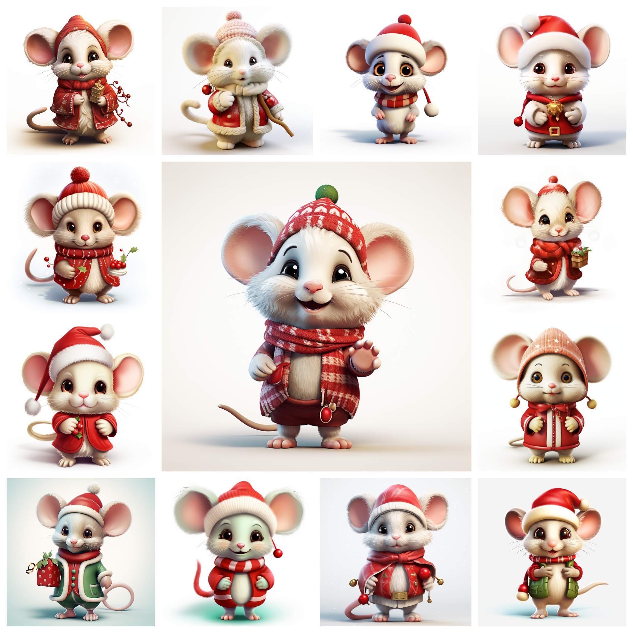 25 Christmas Mouse PNG Clipart Cute Cartoon Xmas Mouse - Etsy