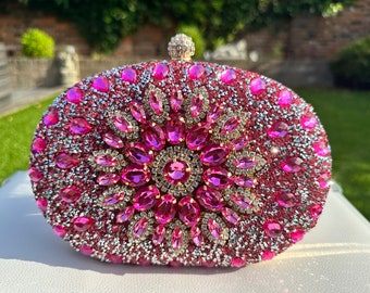 Pink Clutch Purse, Luxury Crystal Purse, Rhinestone Clutch Purse, Small Handbag Clutch, Bride Clutch Purse, Evening Clutch, Gift Wrapped