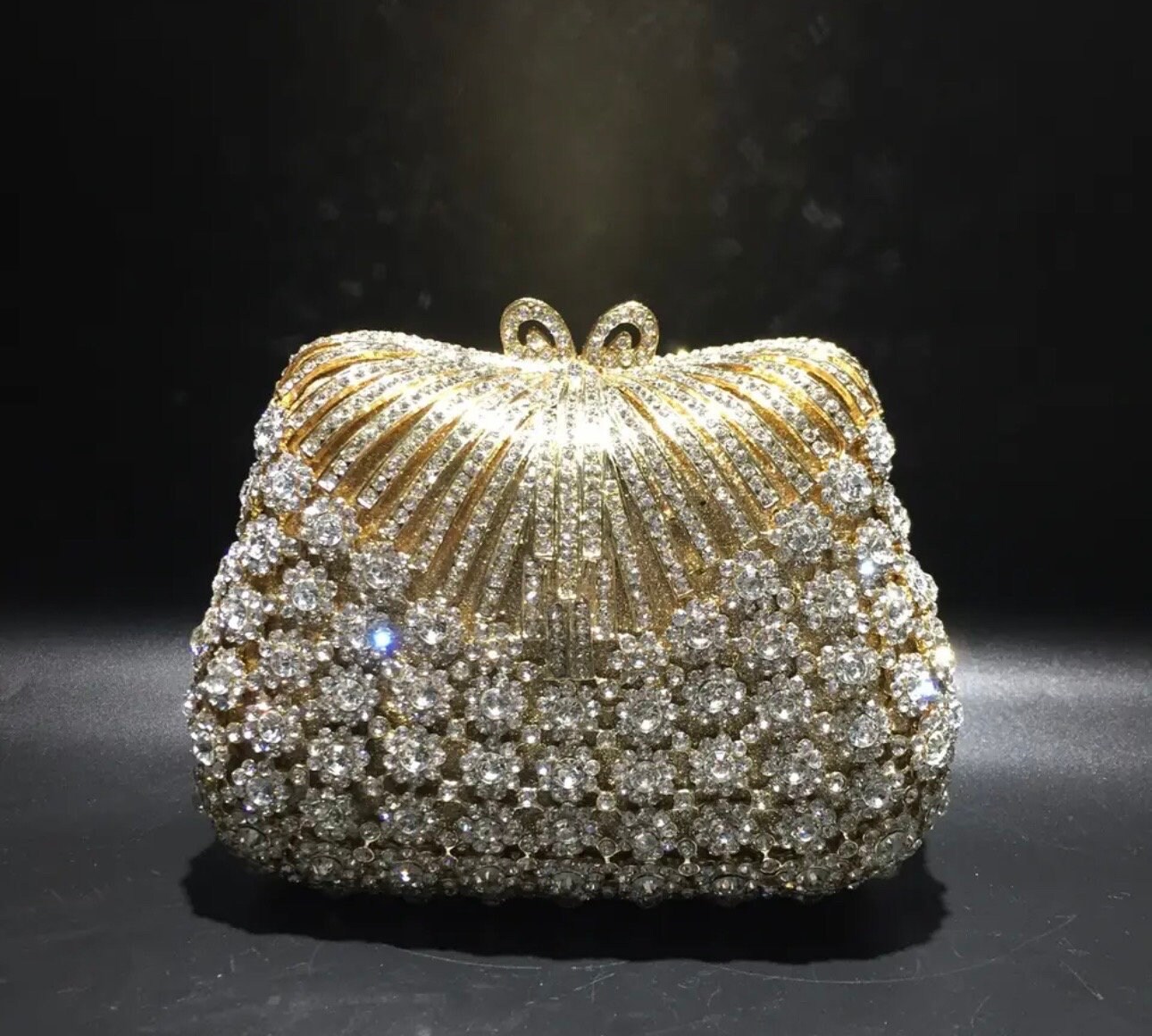 Luxury crystal clutch evening bag Golden rose flower party purse women  wedding bridal handbag pouch soiree pochette bag SC013 | Wish