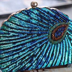 Green Clutch Purse, Peacock Design Bridal Clutch, Wedding Clutch For Women, Beaded Clutch Purse, Luxury Handbag