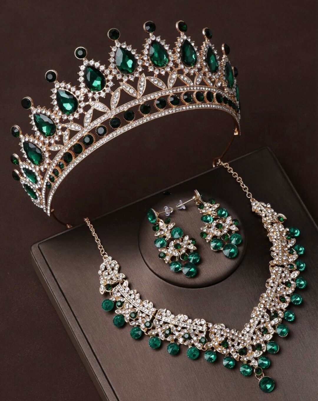 Emerald Green Bridal Jewellery Set American Diamond Set Etsy
