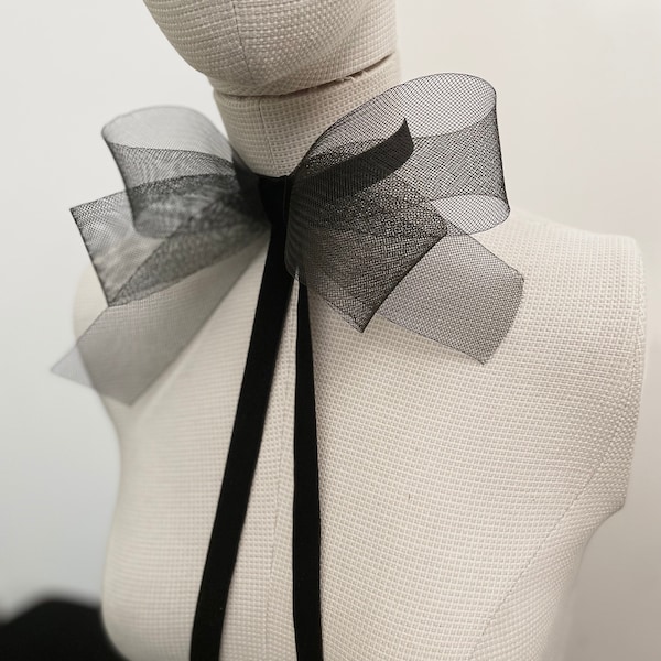 grand collier en ruban de velours noir, élégant tour de cou surdimensionné à fleurs, tour de cou noir pour petite robe noire, collier tendance