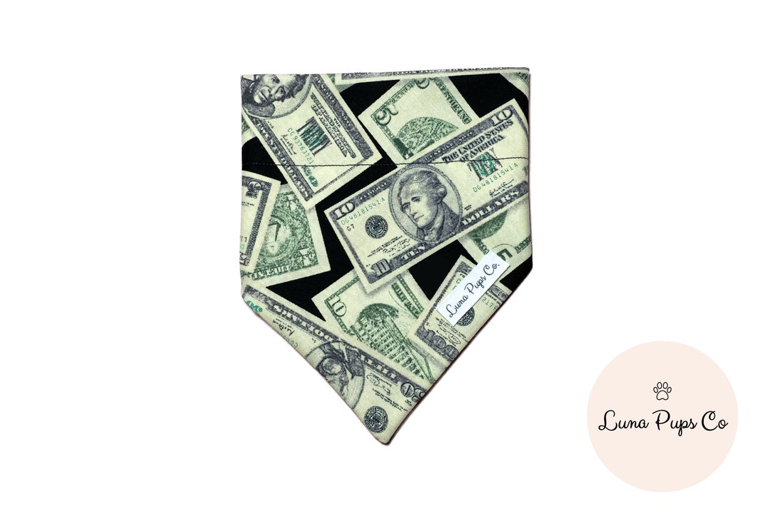 Money Dollar Sign Cash Dollar Bill Dog Bandana Handmade - View #4