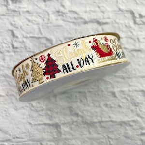 Christmas, sleigh all day, ribbon , size 7/8